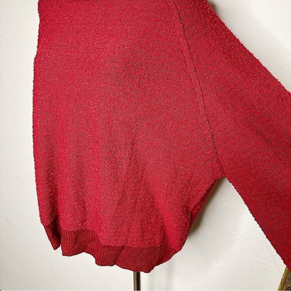 NWT Umgee Puff Sleeve Boat Neck Sweater in Cherry Red Size Medium - Picture 3 of 8